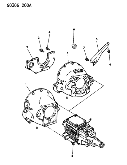 1993 Dodge Ram Wagon Housing & Pan, Clutch Diagram