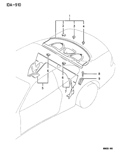 1995 Dodge Avenger Rear Shelf Trim Diagram 2 - Thumbnail