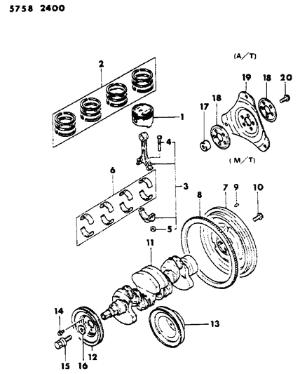 1986 Chrysler Conquest Crankshaft & Piston Diagram 1 - Thumbnail