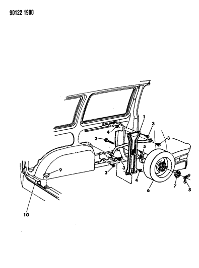 1990 Dodge Caravan Spare Tire Stowage Diagram 2 - Thumbnail