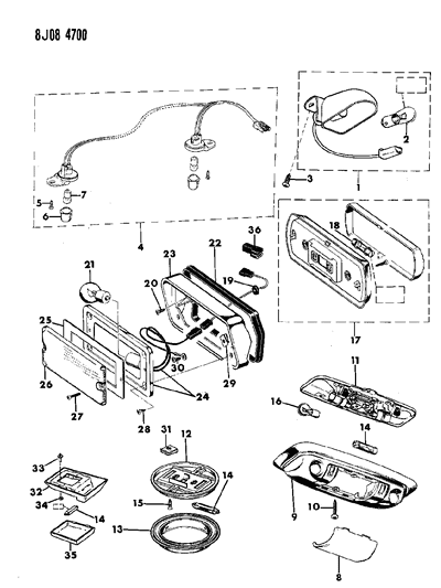 1987 Jeep Grand Wagoneer Lens Diagram for J3234114