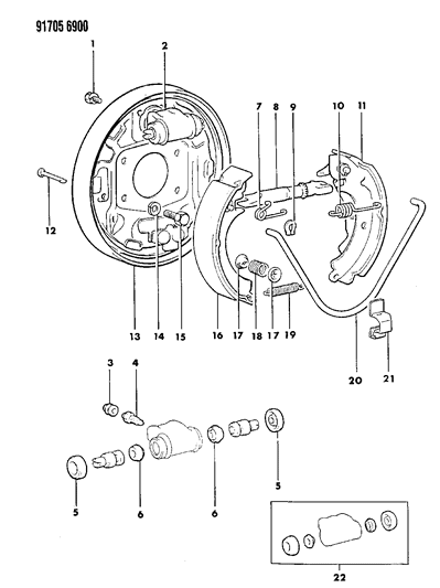 1991 Dodge Colt Brake, Rear Drum Diagram 3 - Thumbnail
