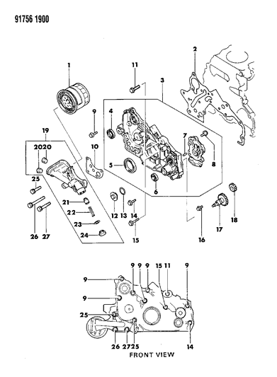 1991 Dodge Stealth Oil Pump & Filter Diagram 1 - Thumbnail
