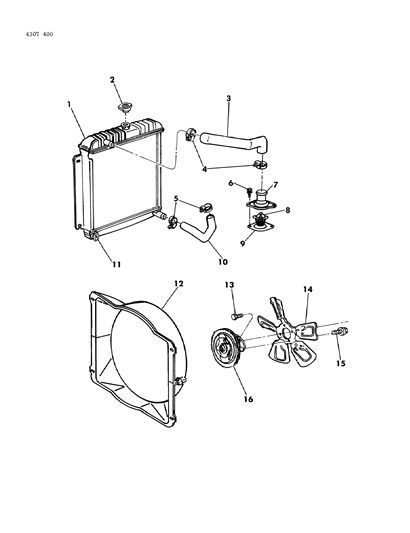 1984 Dodge D350 Radiator & Related Parts Diagram 2 - Thumbnail