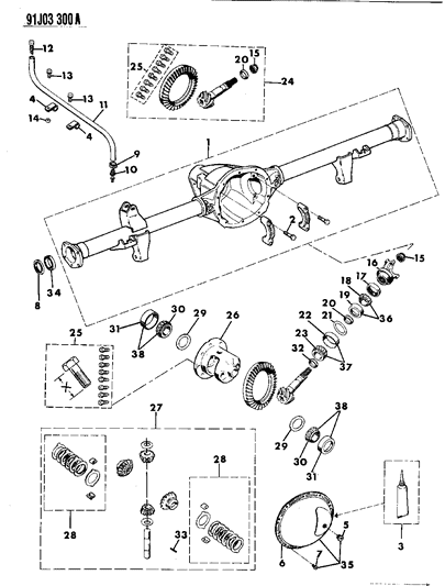 1992 Jeep Wrangler Housing & Differential, Rear Axle Diagram 1 - Thumbnail