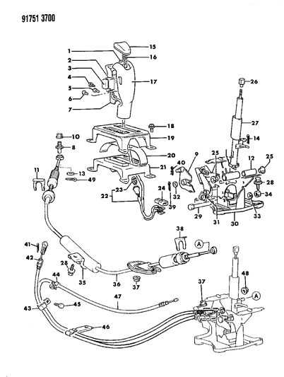 1991 Dodge Stealth Controls, Gearshift of Automatic Transmission Diagram 2 - Thumbnail