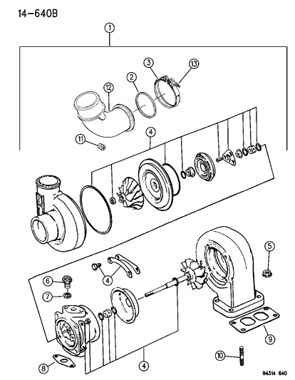 1994 Dodge Ram 2500 Turbocharger Diagram for R5010276AA