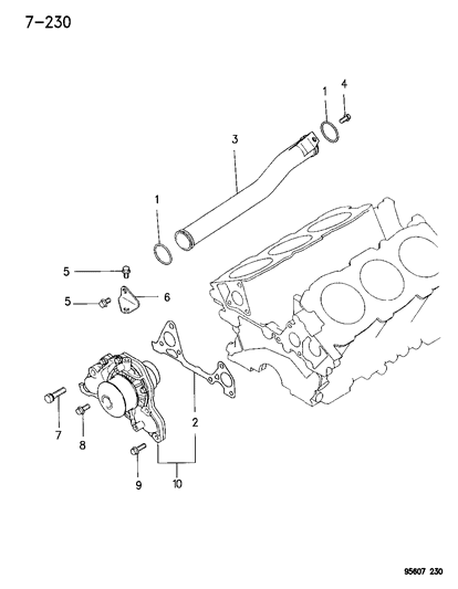 1996 Chrysler Sebring Coupe Water Pump Diagram 1 - Thumbnail