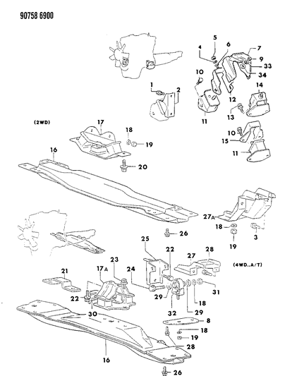 1990 Dodge Ram 50 Engine Mounting Diagram 1 - Thumbnail
