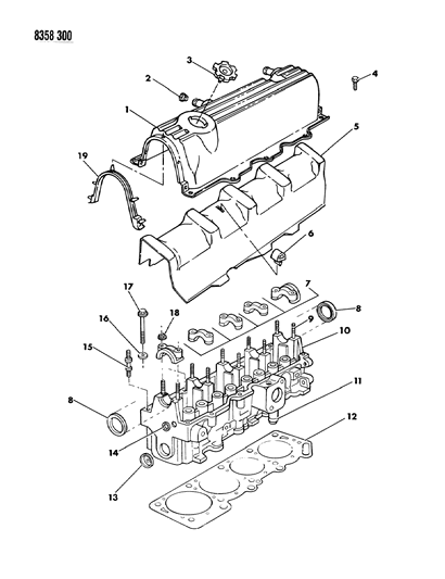 1988 Dodge Dakota Cylinder Head Diagram 1 - Thumbnail