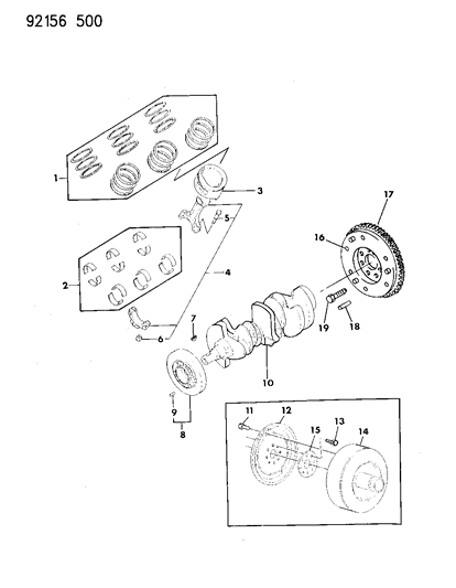 1992 Chrysler LeBaron GTC Crankshaft , Pistons And Torque Converter Diagram 2 - Thumbnail