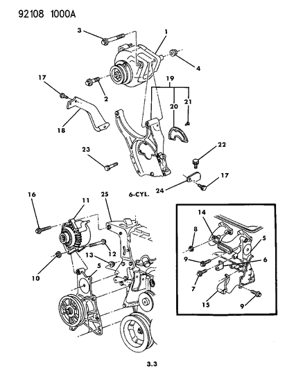 1992 Chrysler LeBaron GTC Alternator & Mounting Diagram 2 - Thumbnail