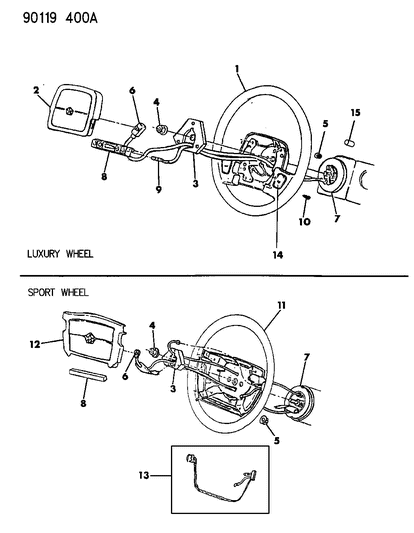 1990 Chrysler LeBaron Clockspring Diagram for 4504370