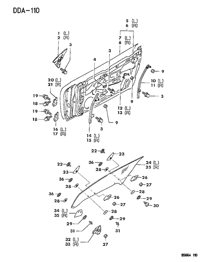 1995 Dodge Avenger Lower Hinge Bolt Diagram for MB421933