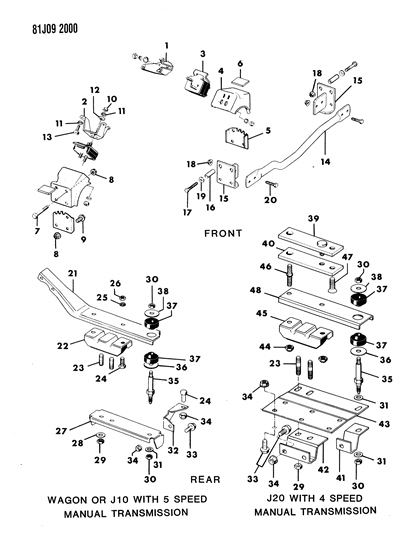 1986 Jeep Grand Wagoneer Rear Insulator Bolt Diagram for J5358879