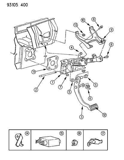 1993 Chrysler Imperial Bracket, Stop Lamp Switch, W/Speed Control, W/Low Pedal Diagram for 6031704