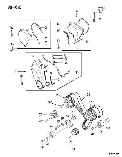 1996 Chrysler Sebring Coupe Timing Belt , Cover And Balance Shafts Diagram 2 - Thumbnail