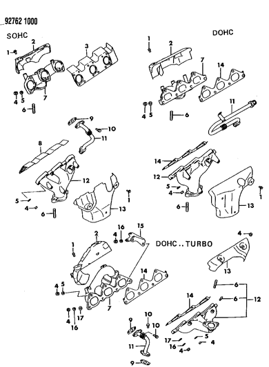 1994 Dodge Stealth Intake & Exhaust Manifold Diagram 1 - Thumbnail