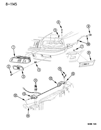 1995 Chrysler LeBaron Parking Lamp Diagram for 5262299
