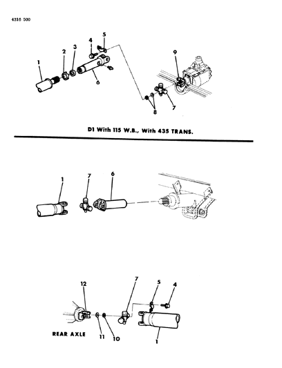 1984 Dodge D350 Propeller Shaft, Single And Universal Joint Diagram 1 - Thumbnail