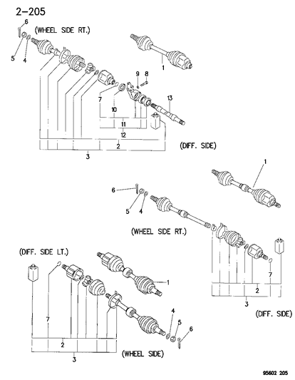 1996 Chrysler Sebring Coupe Shaft - Front Drive Diagram