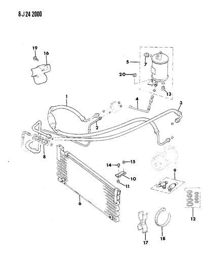 1990 Jeep Comanche Receiver/Drier, Condenser & Hoses Diagram 3 - Thumbnail