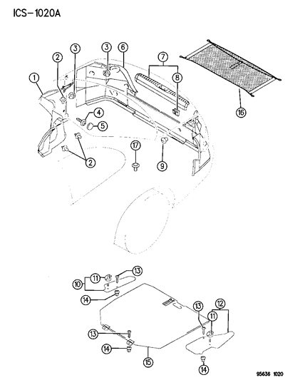 1996 Chrysler Sebring Coupe Trunk Room Trim Diagram