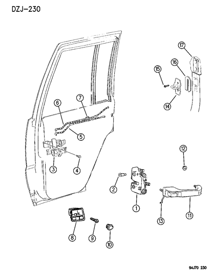 1994 Jeep Grand Cherokee Lock, Rear Diagram for 4798916
