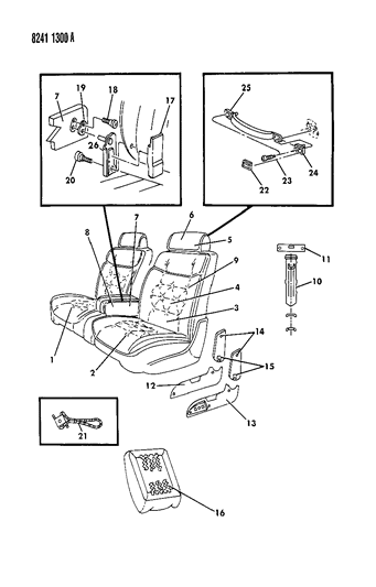 1988 Chrysler New Yorker Base Model Front Seat Diagram 2 - Thumbnail