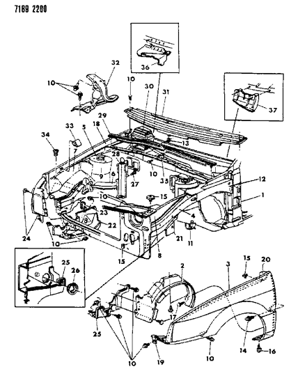 1987 Dodge Shadow Splash Shield Plug Diagram for 2811825