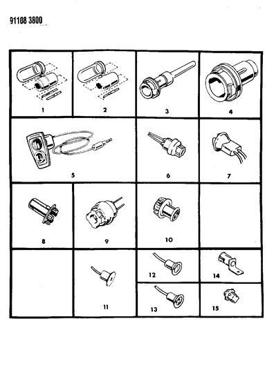 1991 Chrysler LeBaron GTC Sockets & Bulbs Diagram