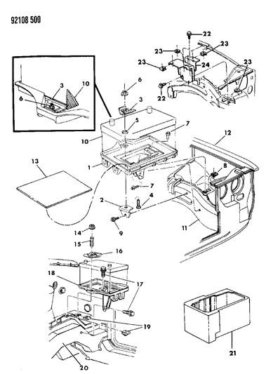 1992 Chrysler LeBaron GTC Battery Tray Diagram