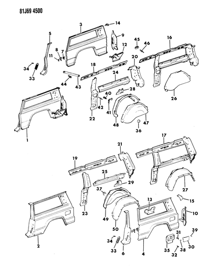 1984 Jeep Cherokee Screw Diagram for 11501609