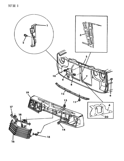 1985 Chrysler LeBaron Base Grille & Related Parts Diagram 3 - Thumbnail