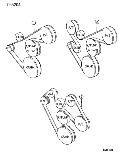 1996 Jeep Grand Cherokee Belt, Drive, 4.0L Engine, W/A/C Diagram for 53054449