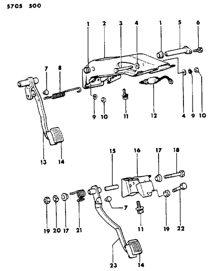 1985 Dodge Ram 50 Pedals - Brake & Clutch Diagram 1 - Thumbnail