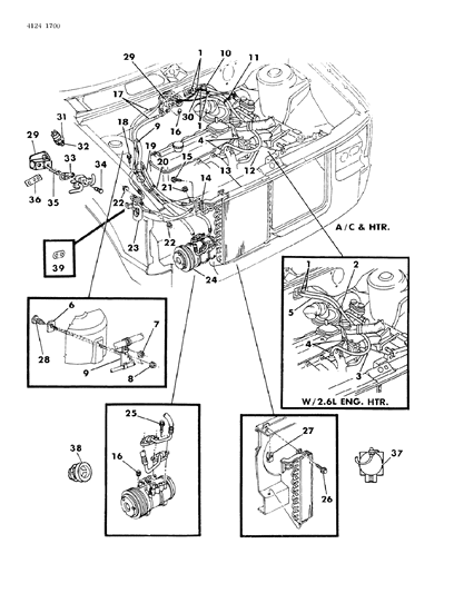 1984 Dodge Caravan Compressor, A/C W/2.2, 2.5, 3.0 L Engine Diagram for R4339455
