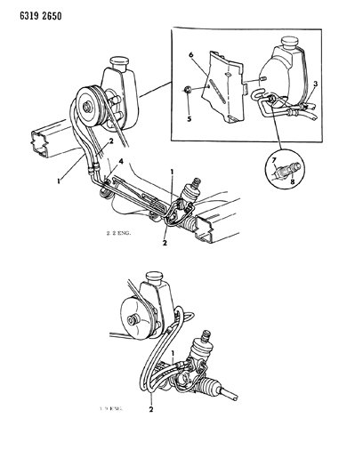1987 Dodge Dakota Power Steering Return Hose Diagram for 4147343