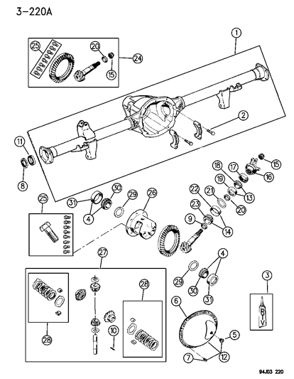 1995 Jeep Wrangler Housing & Differential, Rear Axle Diagram 1 - Thumbnail
