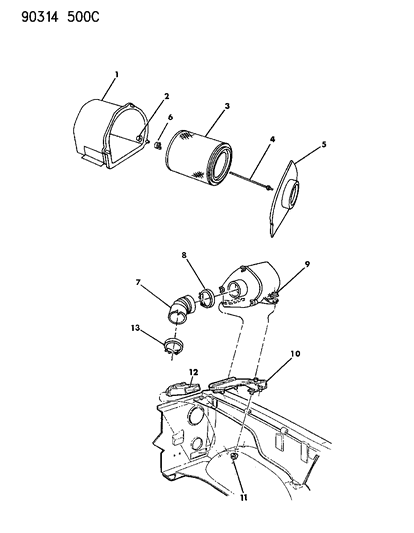 1992 Dodge Ram Wagon Air Cleaner Diagram 3 - Thumbnail