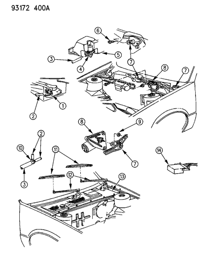 1993 Chrysler LeBaron GTC Windshield Wiper & Washer System Diagram