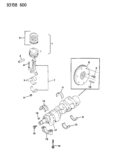 1993 Dodge Daytona Crankshaft , Pistons And Torque Converter Diagram 2 - Thumbnail