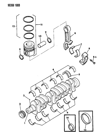 1990 Dodge D150 Crankshaft , Pistons And Torque Converter Diagram 1 - Thumbnail