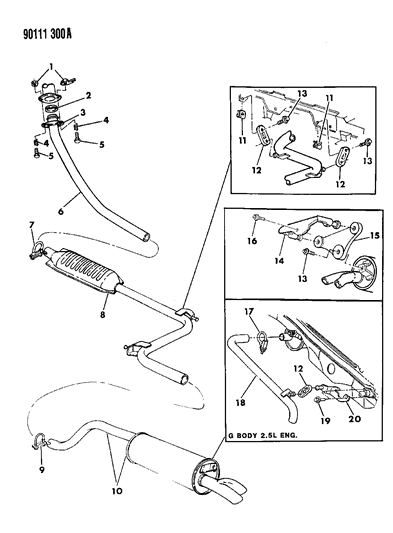 1990 Chrysler LeBaron GTC Exhaust System Diagram 2 - Thumbnail