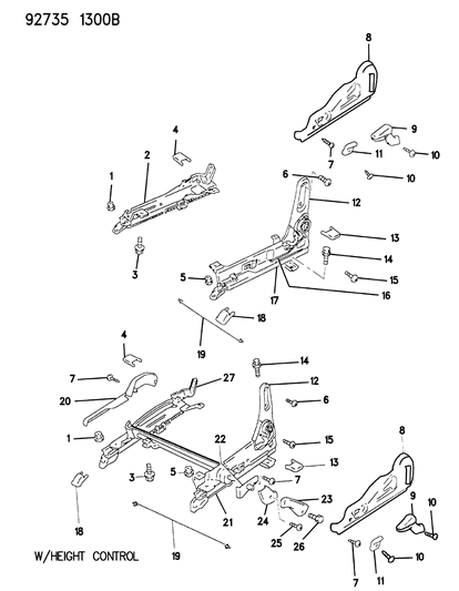 1994 Dodge Colt Seat Adjuster Diagram 1 - Thumbnail