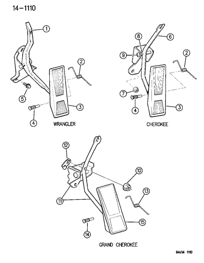 1994 Jeep Wrangler Spring Accelerator Pedal Return Also Serviced In Item 1 Diagram for 52078168