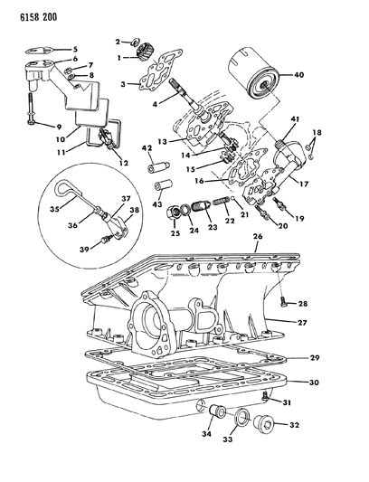 1986 Chrysler LeBaron Base Oil Pan, Oil Pump & Oil Filter Diagram 1 - Thumbnail