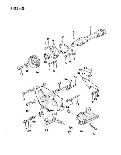 1986 Jeep Comanche Timing Cover & Intermediate Shaft Diagram 2 - Thumbnail