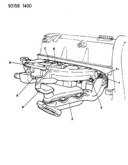 1993 Dodge Shadow Manifolds - Intake & Exhaust Diagram 1 - Thumbnail