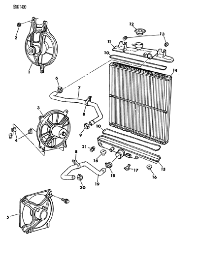 1985 Dodge Caravan Radiator & Related Parts Diagram 2 - Thumbnail